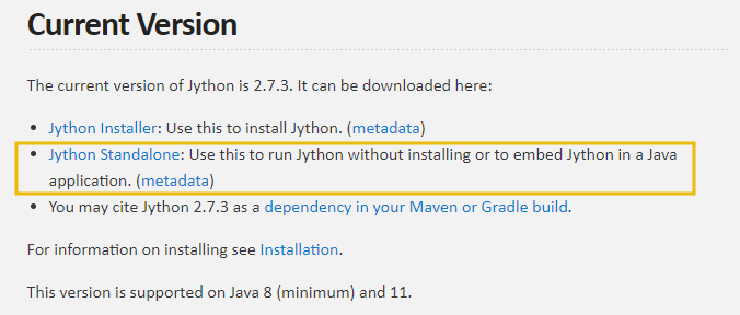 Jython Standalone download link