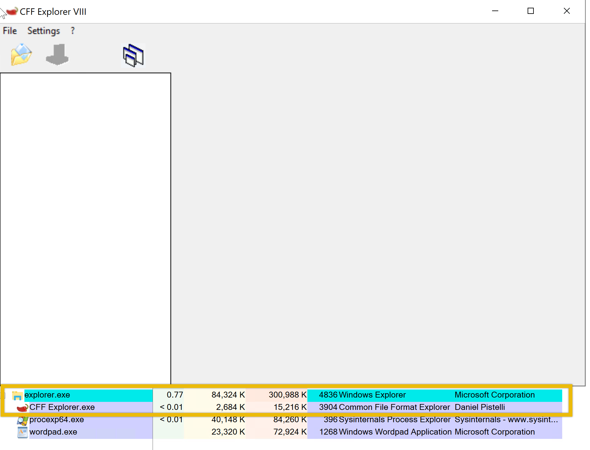 The image shows the process and it's parent. We can validate the process ID and other information of the process here