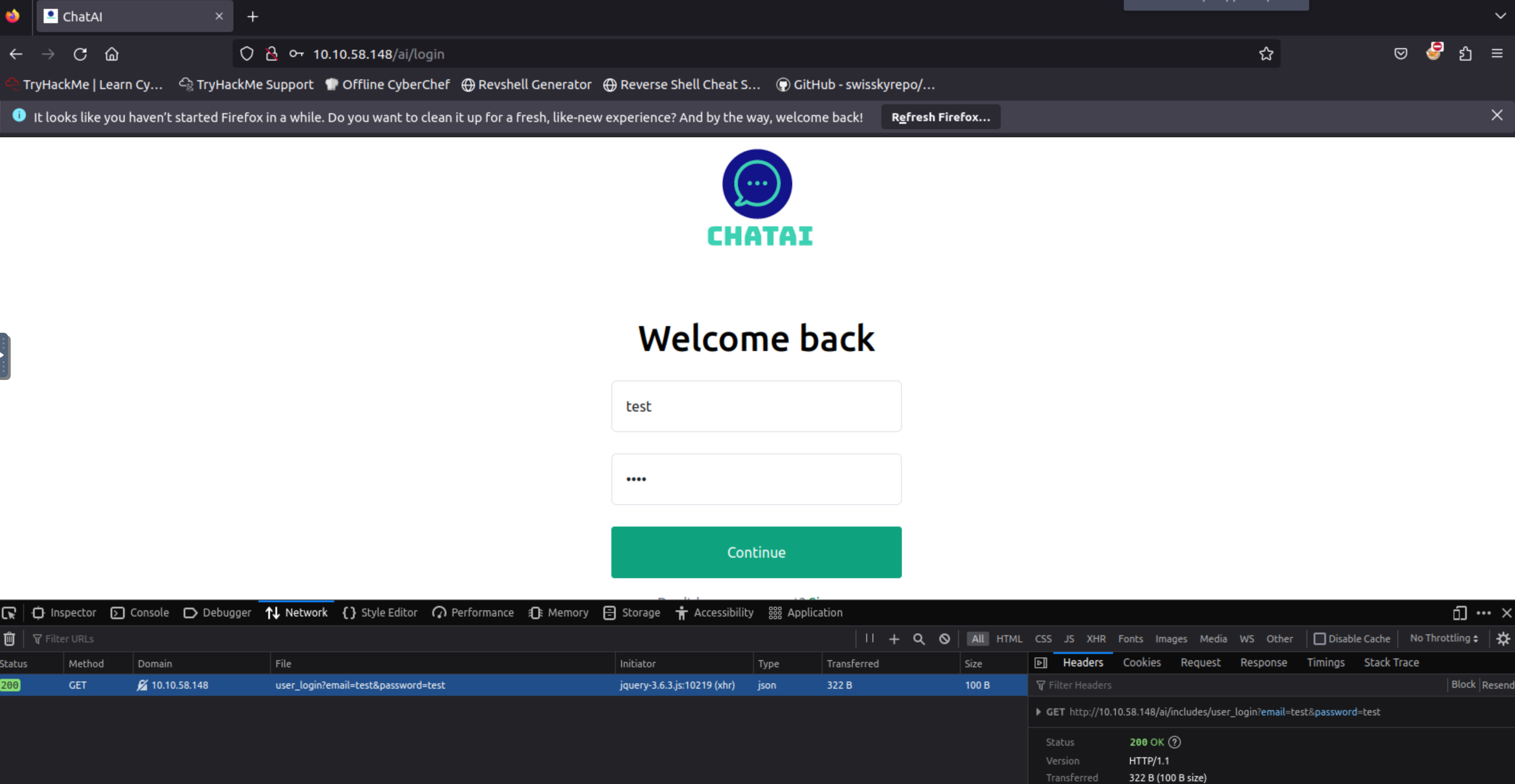 The in-browser tools in the website that allow us to see the URL with parameters.