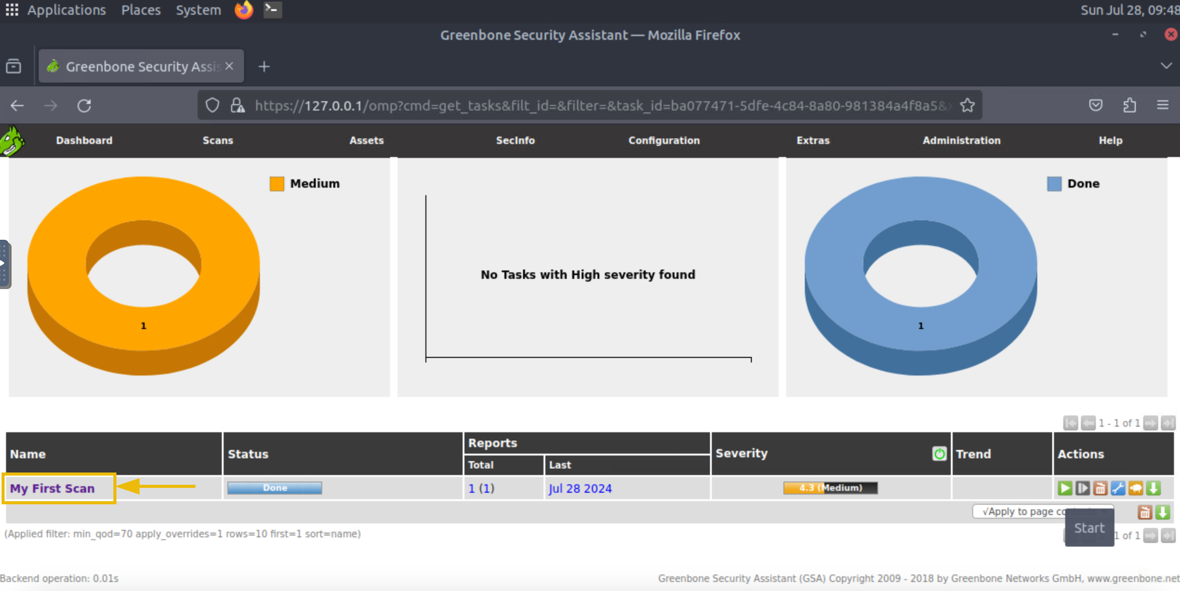 Task Name option for the scan details.