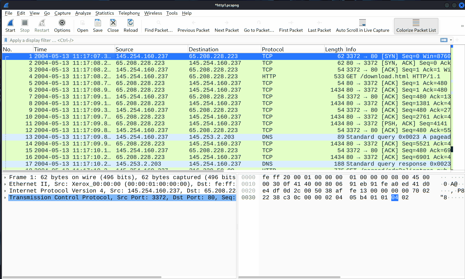 Wireshark - export objects